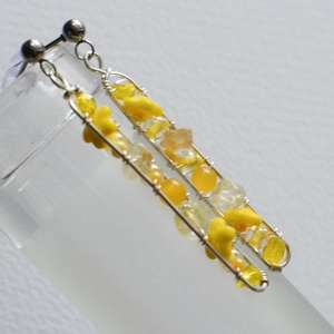 Fülbevaló Minikincsek - Line Sárga - ékszer - fülbevaló - lógó fülbevaló - Meska.hu