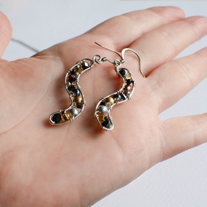 Fülbevaló Minikincsek - Wave Mixed Metal - ékszer - fülbevaló - lógó fülbevaló - Meska.hu