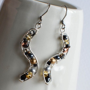 Fülbevaló Minikincsek - Wave Mixed Metal, Ékszer, Fülbevaló, Lógó fülbevaló, Ékszerkészítés, MESKA