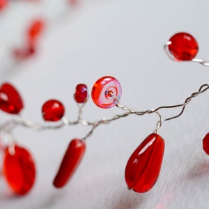 Lánc Pillefürt - Piros - nikkelmentes - ékszer - nyaklánc - statement nyaklánc - Meska.hu