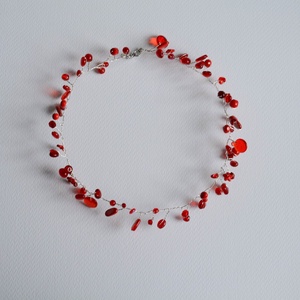 Lánc Pillefürt - Piros - nikkelmentes - ékszer - nyaklánc - statement nyaklánc - Meska.hu