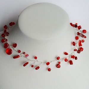 Lánc Pillefürt - Piros - nikkelmentes, Ékszer, Nyaklánc, Statement nyaklánc, Ékszerkészítés, MESKA
