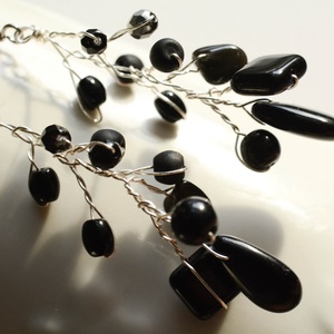 Fülbevaló Pillefürt - Fekete - nikkelmentes - Meska.hu