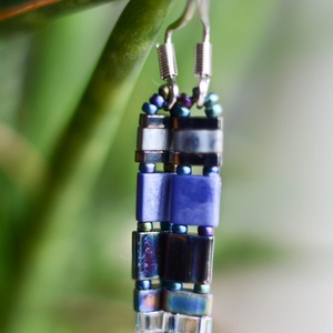 PiciPixel fülbevaló  farmerkék, apró geometrikus minimalista ékszer - ékszer - fülbevaló - lógó fülbevaló - Meska.hu