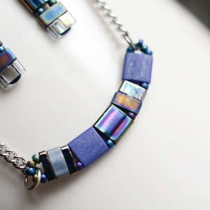 PiciPixel nyaklánc sötétkék  minimalista geometrikus ékszer (41 cm) - Meska.hu