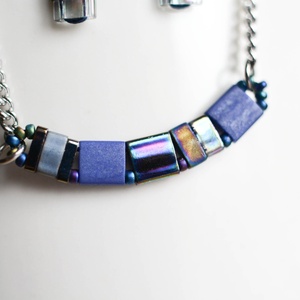 PiciPixel nyaklánc sötétkék  minimalista geometrikus ékszer (41 cm) - ékszer - nyaklánc - medál nélküli nyaklánc - Meska.hu