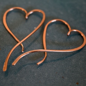 Bronz szív fülbevaló - ékszer - fülbevaló - fülékszer - Meska.hu