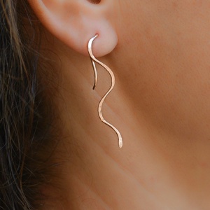 Bronz fülbevaló - hullám - ékszer - fülbevaló - fülékszer - Meska.hu