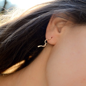 Bronz fülbevaló - hullám, Ékszer, Fülbevaló, Fülékszer, Fémmegmunkálás, Ékszerkészítés, MESKA