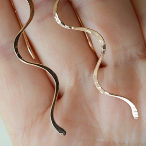 Bronz fülbevaló - hullám - ékszer - fülbevaló - fülékszer - Meska.hu
