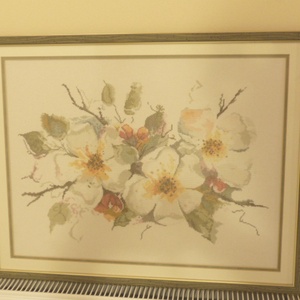 Keresztszemes kép alma virágokkal 52x66 cm, ajándéknak is kiváló, minőségi munka - művészet - textilkép - keresztszemes - Meska.hu