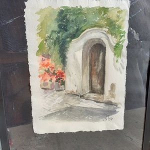 Akvarell, vízfestmény-Ajtó, keretben, 54x74 cm, ajándéknak is kiváló, Művészet, Festmény, Akvarell, , MESKA
