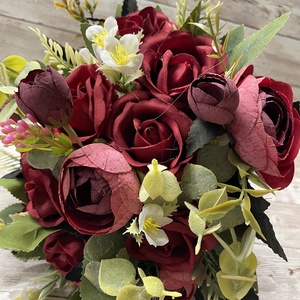 Örök menyasszonyi csokor vőlegény kitűzővel - bordó - esküvő - menyasszonyi- és dobócsokor - Meska.hu