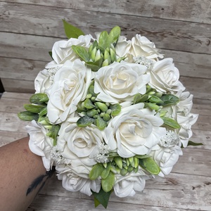 Örök menyasszonyi csokor vőlegény kitűzővel - fehér - esküvő - menyasszonyi- és dobócsokor - Meska.hu