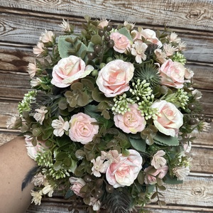 Örök menyasszonyi csokor vőlegény kitűzővel - rózsaszín - esküvő - menyasszonyi- és dobócsokor - Meska.hu