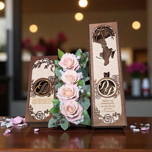 Prémium szülőköszöntő szett, 1 db virágbox, 1 db bortartó - Meska.hu