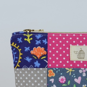 Patchwork, neszeszer, kék-rózsaszín - táska & tok - neszesszer - Meska.hu