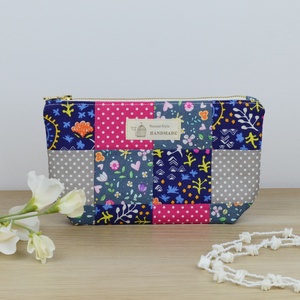 Patchwork, neszeszer, kék-rózsaszín - táska & tok - neszesszer - Meska.hu