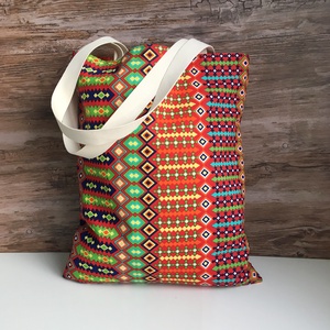 Színes mexikói mintás vászon szatyor bevásárló táska shopper - táska & tok - bevásárlás & shopper táska - shopper, textiltáska, szatyor - Meska.hu