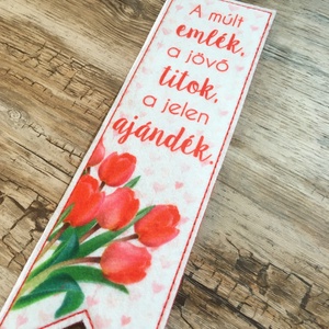 Piros tulipános filc könyvjelző - könyv & zene - könyvjelző - Meska.hu