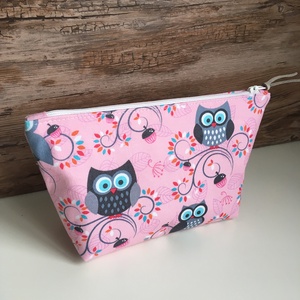 Bagoly mintás neszesszer rózsaszín pipere táska karácsony ajándék - táska & tok - neszesszer - Meska.hu