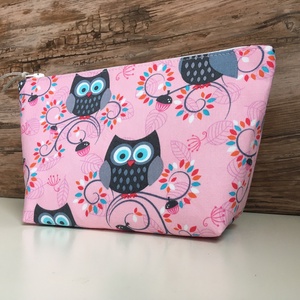 Bagoly mintás neszesszer rózsaszín pipere táska karácsony ajándék - táska & tok - neszesszer - Meska.hu