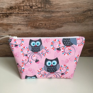 Bagoly mintás neszesszer rózsaszín pipere táska karácsony ajándék - táska & tok - neszesszer - Meska.hu