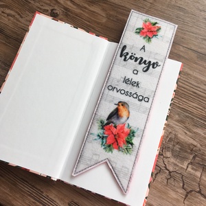 Karácsonyi virágos madár mintás barkácsfilc könyvjelző karácsony - könyv & zene - könyvjelző - Meska.hu