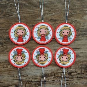 6 db-os karácsonyi filc dísz szett angyalka ezüst akasztós - otthon & életmód - dekoráció - fali és függő dekoráció - függődísz - Meska.hu