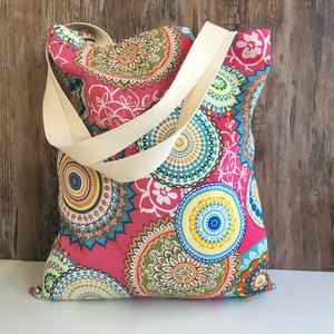 Színes mandala mintás vászon szatyor bevásárló táska shopper karácsony ajándék - táska & tok - bevásárlás & shopper táska - shopper, textiltáska, szatyor - Meska.hu