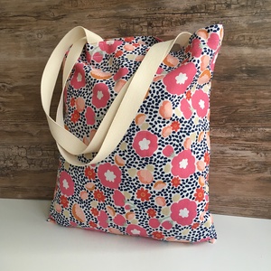 Rózsaszín virágos vászon szatyor bevásárló táska shopper zerowaste karácsony ajándék - táska & tok - bevásárlás & shopper táska - shopper, textiltáska, szatyor - Meska.hu