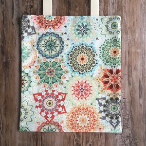Zöld narancs mandala mintás vászon szatyor bevásárló táska shopper - táska & tok - bevásárlás & shopper táska - shopper, textiltáska, szatyor - Meska.hu