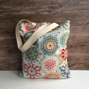 AKCIÓ!!! Zöld narancs mandala mintás vászon szatyor bevásárló táska shopper - Meska.hu