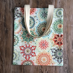 Zöld narancs mandala mintás vászon szatyor bevásárló táska shopper - táska & tok - bevásárlás & shopper táska - shopper, textiltáska, szatyor - Meska.hu