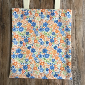 Narancs búzavirág kék virágos vászon szatyor bevásárló táska shopper zerowaste karácsony ajándék - táska & tok - bevásárlás & shopper táska - shopper, textiltáska, szatyor - Meska.hu