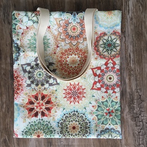 AKCIÓ!!! Zöld narancs mandala mintás vászon szatyor bevásárló táska shopper - táska & tok - bevásárlás & shopper táska - shopper, textiltáska, szatyor - Meska.hu