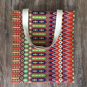 Piros sárga azték mintás vászon szatyor bevásárló táska shopper karácsony ajándék, Táska & Tok, Bevásárlás & Shopper táska, Shopper, textiltáska, szatyor, Varrás, MESKA