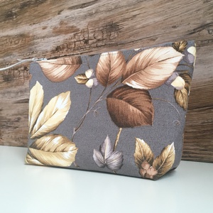 Szürke levél mintás vászon neszesszer pipere táska handmade - Meska.hu