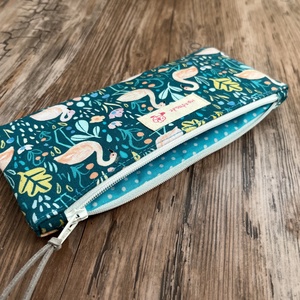 Flamingó mintás neszesszer tolltartó szemüvegtartó türkiz neszeszer gyereknap - táska & tok - neszesszer - Meska.hu