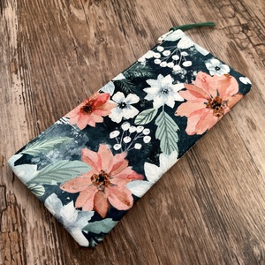 Rózsaszín virágos neszeszer tolltartó szemüvegtartó neszesszer karácsony ajándék - táska & tok - neszesszer - Meska.hu