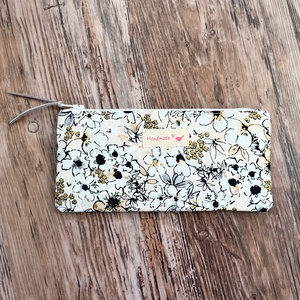 Bézs-arany virágos tolltartó neszesszer szemüvegtartó virágmintás neszeszer karácsony ajándék - Meska.hu