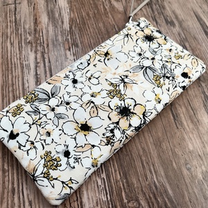 Bézs-arany virágos tolltartó neszesszer szemüvegtartó virágmintás neszeszer karácsony ajándék - táska & tok - neszesszer - Meska.hu