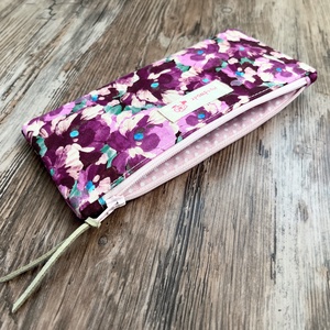 Lila-rózsaszín virágos tolltartó szemüvegtok neszesszer karácsony ajándék - táska & tok - neszesszer - Meska.hu