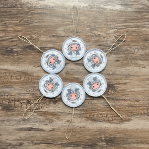 6 db-os karácsonyi filc dísz szett hó angyalka ezüst akasztóval - karácsony - karácsonyi lakásdekoráció - karácsonyfadíszek - Meska.hu