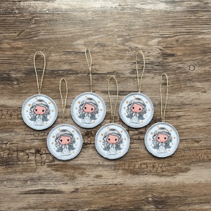 6 db-os karácsonyi filc dísz szett hó angyalka ezüst akasztóval, Karácsony, Karácsonyi lakásdekoráció, Karácsonyfadíszek, Varrás, MESKA