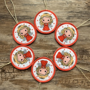 6 db-os karácsonyi filc dísz szett angyalka ezüst akasztós - otthon & életmód - dekoráció - fali és függő dekoráció - függődísz - Meska.hu