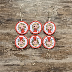 6 db-os karácsonyi filc dísz szett angyalka ezüst akasztós - otthon & életmód - dekoráció - fali és függő dekoráció - függődísz - Meska.hu