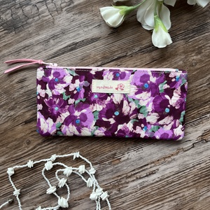 Lila-rózsaszín virágos tolltartó szemüvegtok neszesszer karácsony ajándék, Táska & Tok, Neszesszer, Varrás, MESKA