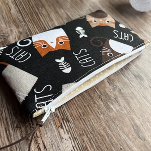 Cica mintás dekorvászon neszesszer irattartó ajándék születénap gyereknap - táska & tok - neszesszer - Meska.hu