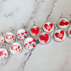 Valentin napi fülbevalók - ékszer - fülbevaló - lógó fülbevaló - Meska.hu